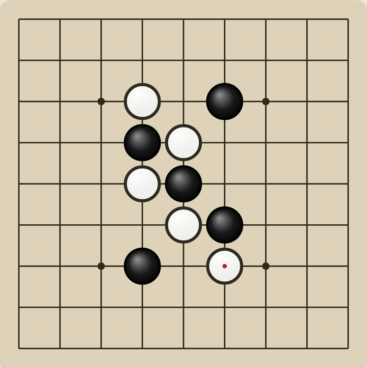 Five in a Row board with black and white stones