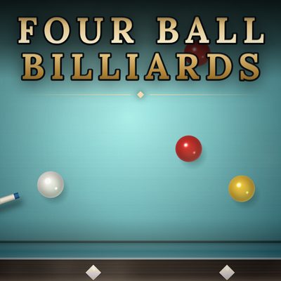 Four Ball Billiards table with a white cue ball and two red balls